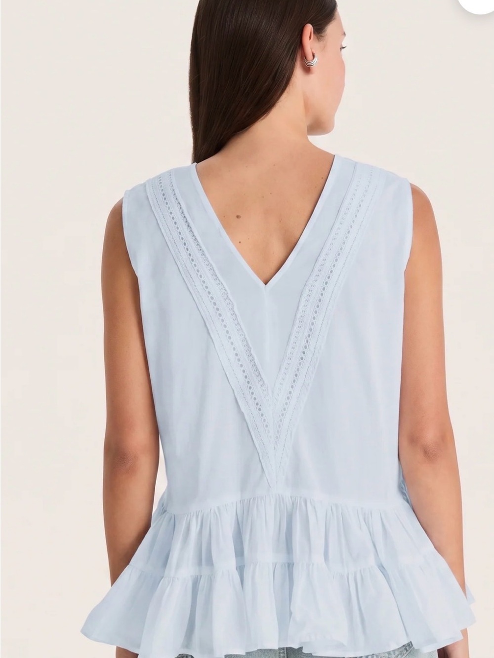 Merlette Senda Light Blue V-Neck Ruffle Top - Picture 3 of 3